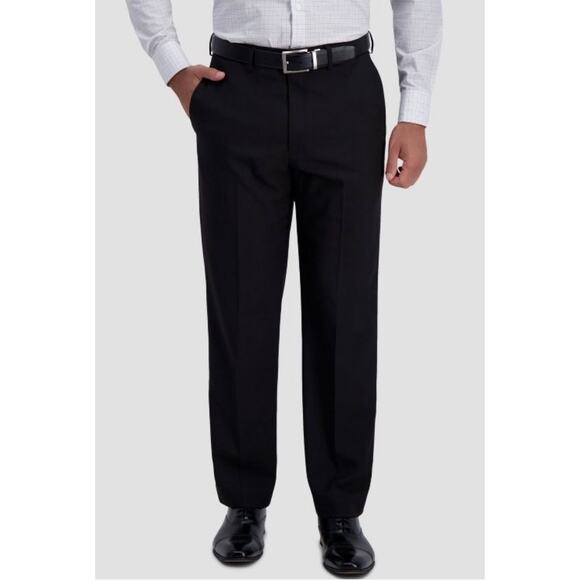 NWT Haggar H26 Men’s Stretch Dress Pants Black size 40x32 midweight relaxed leg - Picture 1 of 9